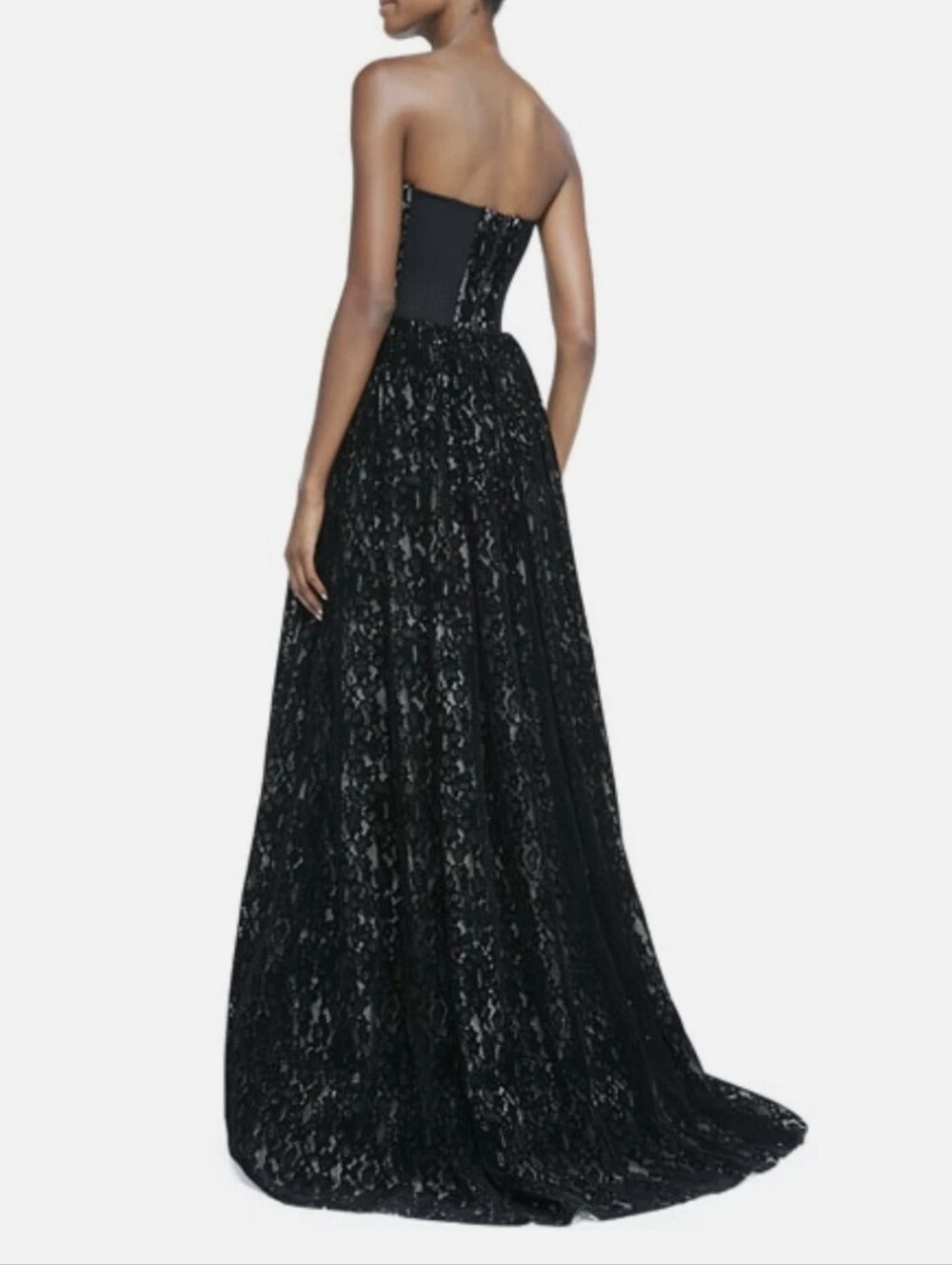 ALICE + OLIVIA Sleeveless Lace bustier Long Black evening gown. Size 0